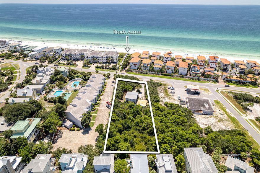 .72 Acres sitting high on West Hwy 30A zoned Neighborhood Infill, which allows up to 8 units per acre. Across the street from beach access. Easy walk to Gulf Place. Also see residential MLS Listing # 905878.  All information is believed to be accurate but should be verified.