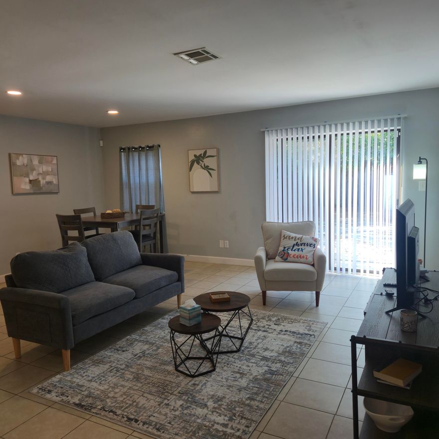 Welcome home to this Fully-Furnished stylishly 2-bedroom, 2-bathroom residence ideally located just minutes from shopping, dining, and Eglin Parkway. This inviting home offers month to month rental with all utilities included.Inside, you'll find a bright living area with a fully equipped kitchen, generous counter space, and abundant cabinetry. The primary bedroom offers  its own en-suite bathroom, while the second bedroom is well-sized, near a full guest bath. A dedicated laundry area with a washer and dryer, adds to the home's everyday ease.Fully fenced backyard Rental Details:- Month-to-month lease- All utilities included (water, electric, and Wi-Fi)- One small pet allowed (no cats) with owner approvalMonth to month. 680 credit min. Income verif.