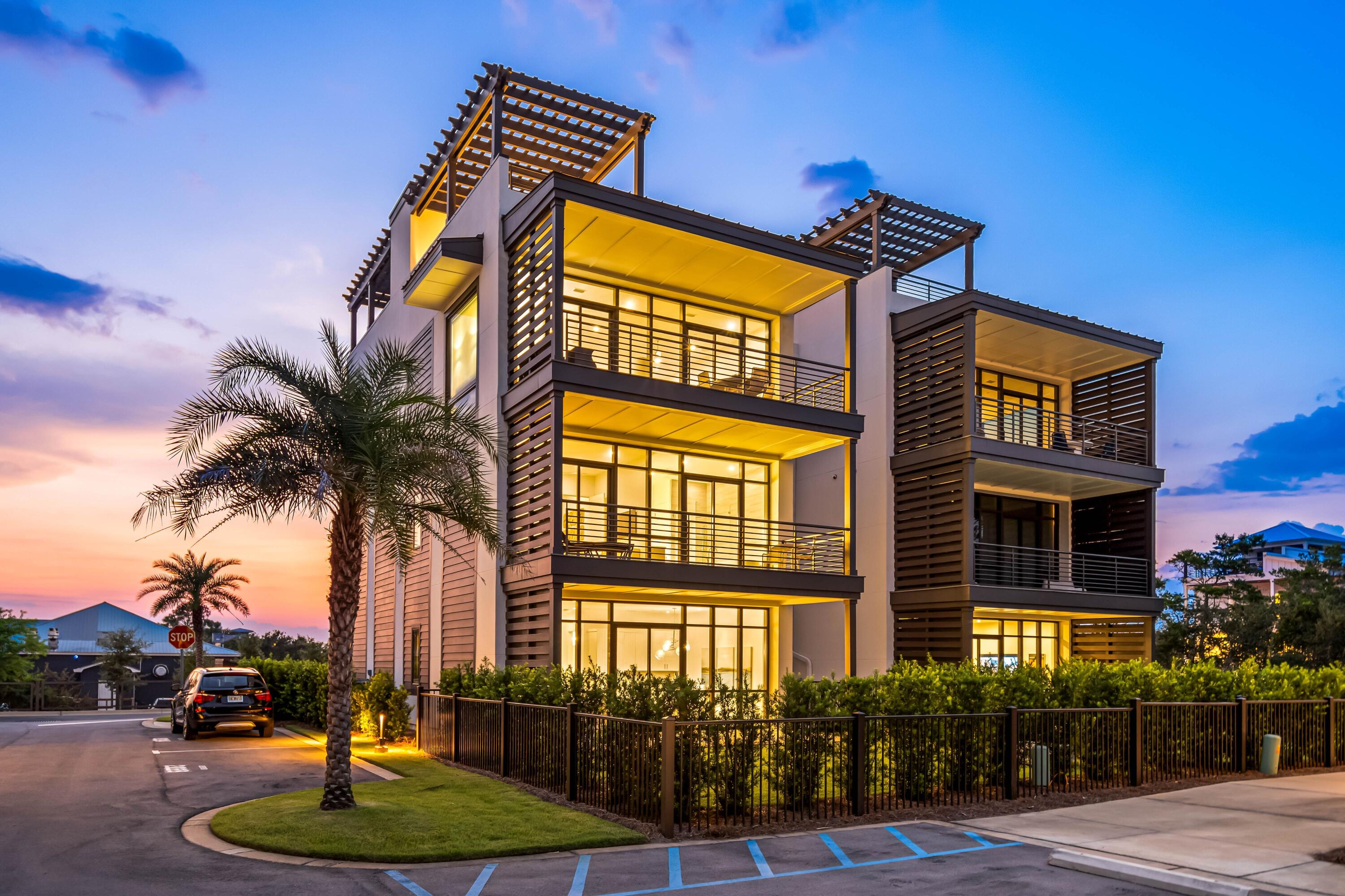 MOTIVATED SELLER - bring all offers! The epitome of luxury and quality collide with this immaculate offering in the private, gated development of Crest in Blue Mountain Beach. This unique home offers TWO rooftop terraces providing East & West views of the Gulf. The Crest offers contemporary architecture and is conveniently located in Blue Mountain Beach on one of the highest points on Hwy 30A and the views are amazing! Featuring 3500 SF with floor-to-ceiling glass walls which offers an abundance of light, this 6 bedroom home of perfection consists of dual Master suites on the 2nd & 3rd level, bunk room, 2 Guest en suites, office and a residential elevator to all floors including rooftop terrace. The interior boasts thoughtfully curated details such as 10-ft ceilings, stylish cabinetry and stainless Thermador applianc
in the Chef's kitchen. Enjoy entertaining in the private fenced yard, rooftop decks or poolside at your private cabana or short stroll to the beach. Professionally designed, paired with contemporary architecture, make this an ideal rental investment, primary residence or second home one of a kind along 30A. Offered fully furnished with a small list of exclusions.