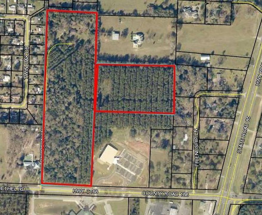 R-2 Zoning approved on this 29 AC parcel near shopping, Davidson middle school, Crestview High school, Crosspoint Methodist Church and Hwy 85 North.Feasibility study for 284 units has been completed. See documents for surveys, conceptional engineering and traffic studyCall the office to request an email of the subsurface exploration and geotechnical engineering service.Wow this Location, Location ,Location is supreme. I envision a PUD consisting of Commercial ,single family residential and multi-family. Buyer to satisfy themselves for all potential use and zoning. This property also has a brick home with 2,228 heated and 3060 total sq ft.