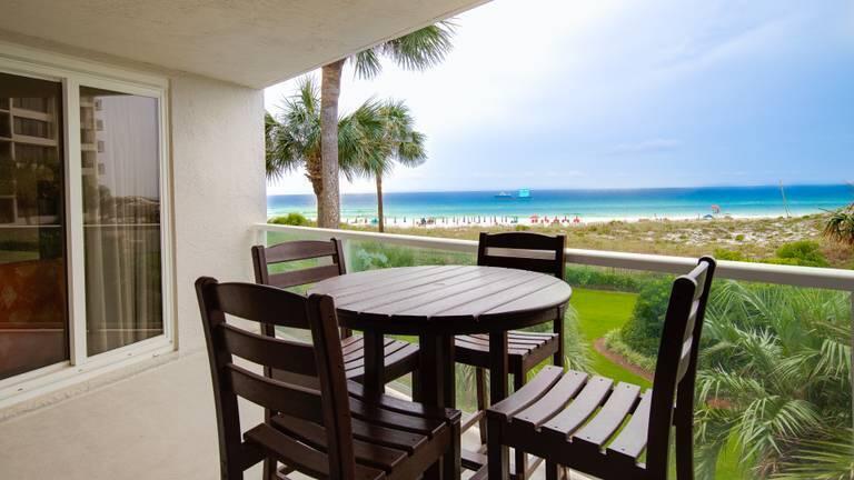 SELLER OFFERING $5,000 TOWARDS CLOSING COSTS WITH ACCEPTABLE OFFER!!Welcome to the beautiful gated community of Sandestin Golf and Beach Resort. The community offers golf courses, basketball, pickleball and tennis courts. Baytowne Wharf is located on Choctawhatchee Bay . The Wharf has several retail shops and restaurants. The Marina has several amenities to offer such as boating, kayaking, fishing, pontoon boats, paddle boards and more. Beachside II is located on the Gulf of America, and it too is a gated community. There is gated beach access with a private beach section in front of the building for owners and guests. This beach area is away from the rental umbrellas. The condo is located on the second floor and has very quick access to the beach. There is no elevator waiting with all the children's and adult beach items. The condo is decorated to have a very beachy feel. There are beautiful views of the Gulf of America from the Living Room and the Main Bedroom. There is new swimming pool, hot tub and grill area installed in 2025. Both of the bathrooms in the condo, and other areas, were updated in early 2025. There have been other updates that include a new hot water heater, new main bedroom window, and more. The condo inside and outside has been very well maintained and remodeled. This unit has a great rental history (even with the building being closed for state mandated maintence ) and occupancy has been at 65%. This unit has been on the rental program with MVH for years and has several repeat customers. This property would be a great investment for rental income and/or a great place to come and relax as an owner.