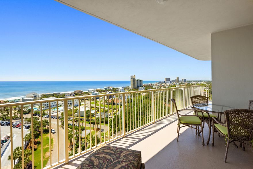 Located on the 15th floor of One Beach Club Drive, with direct Gulf views, and exclusive  amenities in the Sandestin Golf & Beach Resort. The floor to ceiling windows and doors provide unobstructed views of the coastline from every bedroom and living areas. The primary suite features an ensuite bathroom with dual vanities, jetted tub, separate shower, and walk-in closet. Two additional guest bedrooms each have their own full baths. One Beach Club Drive is a rental-restricted building within Sandestin Resort, offering a quiet setting with a resort-style pool, tennis courts, fitness center, owner guest suites, and private beach access to including membership to the Sandestin Beach Club. Deeded vehicle & golf cart parking,storage  cage and gated entry add to the convenience and security.