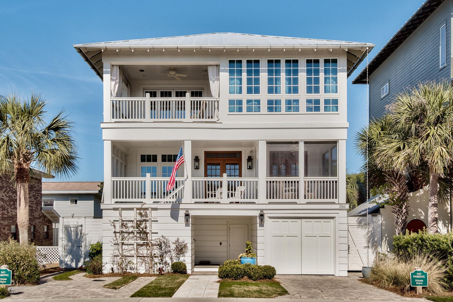 Many wonderful family beach memories will be made in this delightful Seagrove legacy home!Located DIRECTLY across from the beach access and 250' of county owned dry sand -- and JUST STEPS to SEASIDE.Appropriately coined ''Beach Thyme''- The home was designed by architect Sheldon Stone, and Interior Designer Parker Kennedy in 2015.Highlights include 5 spacious Bedrooms and 5 Baths. It's designed to meet the needs of 3 generations, boasting 4 unique and separate living areas-- providing space for large family gatherings, while also giving everyone their own space to find solitude.A beautiful backyard veranda, saltwater pool + hottub, and INCREDIBLE GULF VIEWS enjoyed from several porches will top off the total Beach Thyme experience.