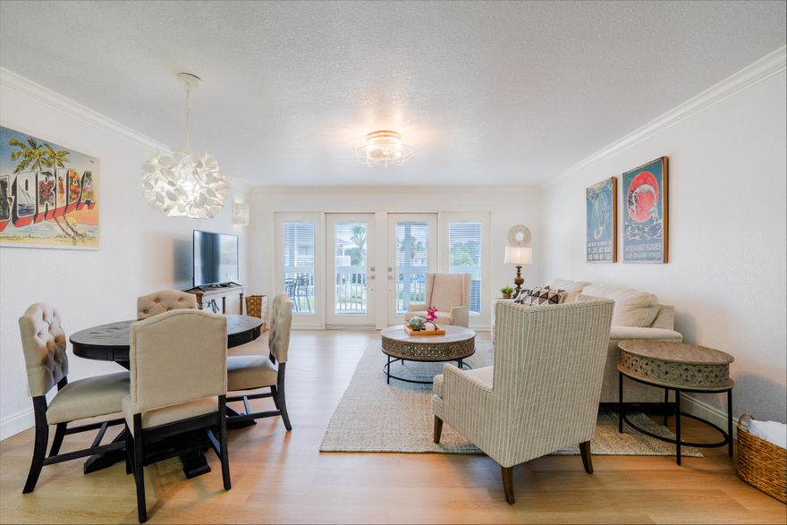 Welcome to an amenity-packed complex with great beach access!  This condo is on the first floor and walks out to the pool from the expanded back porch!  It has been completely renovated floor to ceiling.  Walking in the front door into the open kitchen with island, looks directly to the double french, full window doors onto the back porch.  The kitchen flows seamlessly into the living area, with a round dining table.  The master bedroom, with a king bed, has an en suite full bathroom, with a separate dressing counter area.  The second bedroom has a bunk bed, which is a queen on the bottom and a full size bed on top.  The second bathroom is in the hallway, giving easy access from the living area. There is a storage room on the outside for beach items. Sandpiper Cove has five pools, a golf course, beachside access with a tiki bar and eatery.  Louisiana Lagniappe Restaurant is located within the complex, a fabulous dining option.  Sandpiper Cove also has harbor access, where you are able to call a water taxi to take you to the Destin Harbor for shopping, eating and nightlife.  Destin holds endless opportunities for your vacation and this location is right in the middle of it all!