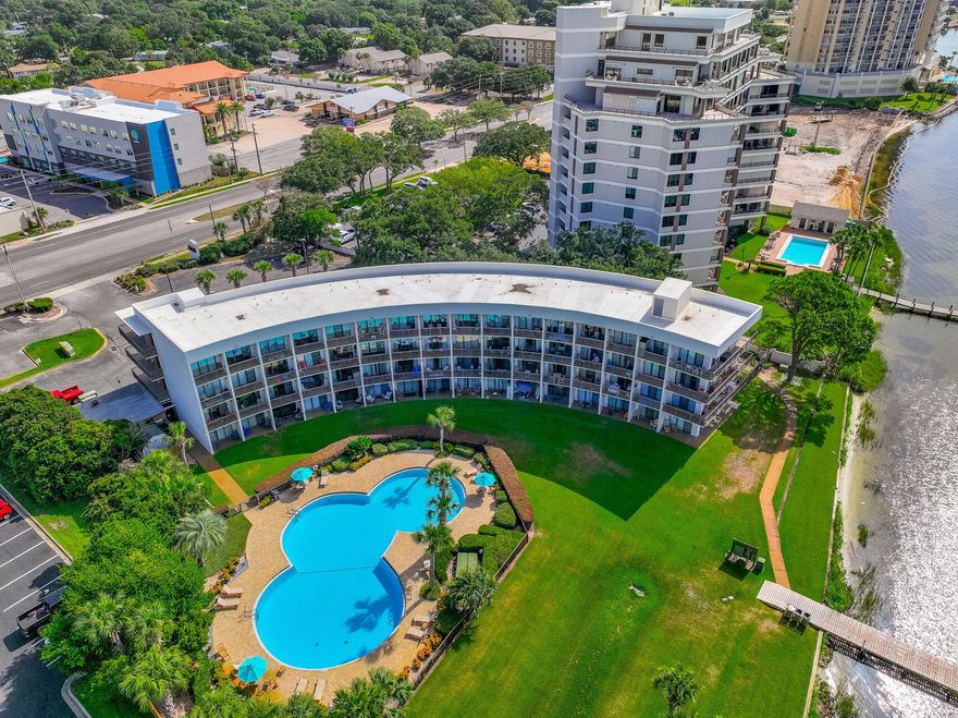 Wake up to breathtaking sunrises and gentle sea breezes from your private patio  overly looking the tranquil waters.  Pirate's Bay Condos in Fort Walton Beach is a charming waterfront property located on directly on the waterway.  This is unique opportunity to enjoy  the ultimate waterfront condo and boating lifestyle. With a dedicated 40-foot boat slip, you'll have direct access to the sparkling waters of the Gulf of Mexico and Choctawhatchee Bay.The studio is an open concept room with a kitchenette and a full size bathroom.