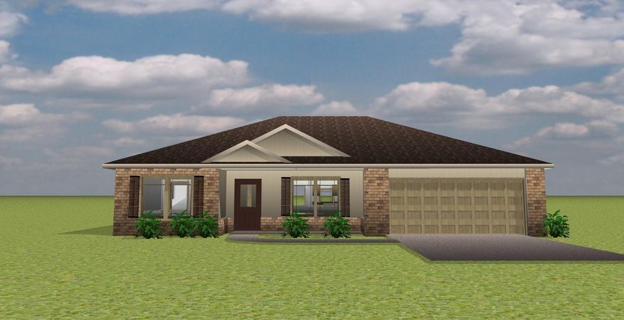 Beautiful and New! All Brick Home TO BE BUILT! Nice Modern cabinets, lighting fixtures, plumbing fixtures. Granite counter tops in the kitchen and bathrooms. Tile floors in Kitchen, Master bath, Hall bath. Ceiling fans in the Master Suite and the Living room. Master Suite with walk-in closet. Energy Efficient home with quality double-pane windows. Insulated exterior doors, ceiling and exterior walls, and inside laundry Room. 14 SEER Heat Pump. Sodded front and side yards, and 10' on backyard.