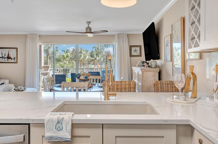 Welcome to Amalfi Coast Resort Unit B120.This 1 Bedroom with 2 full baths and large balcony with no one to the left of you is perfect placement in the B Building. Kitchen is beautiful with Quartz Countertops, White Cabinetry and gold accents. Stainless steel Appliances make this a Chef's dream. Big open floor plan with kitchen, dining room and family room to make for great entertaining with family and friends. It is rental ready, and Amalfi Coast Resort has easy access to the beach plus amenities including, Tennis, Fitness room, 2 Pools ,1 of them heated. Restaurants and shopping just minutes away (Some easy walkable) Seller will pay assessment total in full (26,922) and 1 Year HOA Fees) with a full price offer .