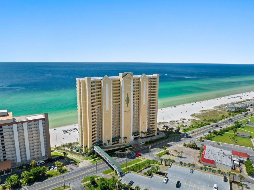Welcome to Emerald Isle Unit 1507, a stunning 2-bedroom, 2-bathroom Gulf-front condo that perfectly blends modern upgrades with coastal charm. Nestled on the desirable west end of Panama City Beach, this exquisite retreat offers breathtaking views, upscale renovations, and a prime location just minutes from Pier Park, shopping, dining, and endless entertainment options. Step inside to discover a fully renovated kitchen designed for both style and functionality. This chef's dream boasts soft-close cabinets and drawers, elegant 42-inch-high upper cabinets, and two corner lazy-susan storage areas with individual LED lighting. The new granite countertops and stylish backsplash complement updated appliances, while extra outlets on the peninsula provide added convenience. Under-counter LED lighting and a dimmable ceiling fixture create the perfect ambiance for any occasion. Additionally, the cabinetry above the fridge includes pullout shelves for easy access, and the heavy-duty, extra-quiet garbage disposal ensures a seamless cooking experience. The open-concept living and dining area is adorned with all-new lighting and coastal-style ceiling fans, enhancing the airy and inviting atmosphere. Relax in the newly furnished living room, featuring a plush sofa sleeper and loveseat, ideal for entertaining or unwinding after a sun-soaked day on the beach. Floor-to-ceiling sliding glass doors lead to an expansive Gulf-front balcony, where an added electrical outlet makes it easy to enjoy your morning coffee while watching the sunrise or an evening cocktail as the sun sets over the horizon. Both bedrooms provide a tranquil retreat with ample space and comfort. The master suite boasts direct balcony access, allowing you to wake up to the soothing sounds of the ocean. The ensuite bathroom is well-appointed, ensuring privacy and convenience. The guest bedroom and additional bathroom offer comfortable accommodations for family and friends. For ultimate convenience, this unit includes an outdoor storage closet, perfect for beach chairs and gear, as well as a designated parking space on the 3rd-floor parking garage. Additionally, ample parking is available across the street on the additional parking deck. Emerald Isle is a premier Gulf-front resort with an impressive array of amenities, including multiple pools, a relaxing hot tub, a fitness center, and direct beach access. Whether you're searching for a lucrative vacation rental opportunity or a private coastal getaway, Unit 1507 is a rare gem that offers both luxury and location in one breathtaking package. Don't miss the chance to own a piece of paradiseschedule your private tour of Emerald Isle Unit 1507 today!
