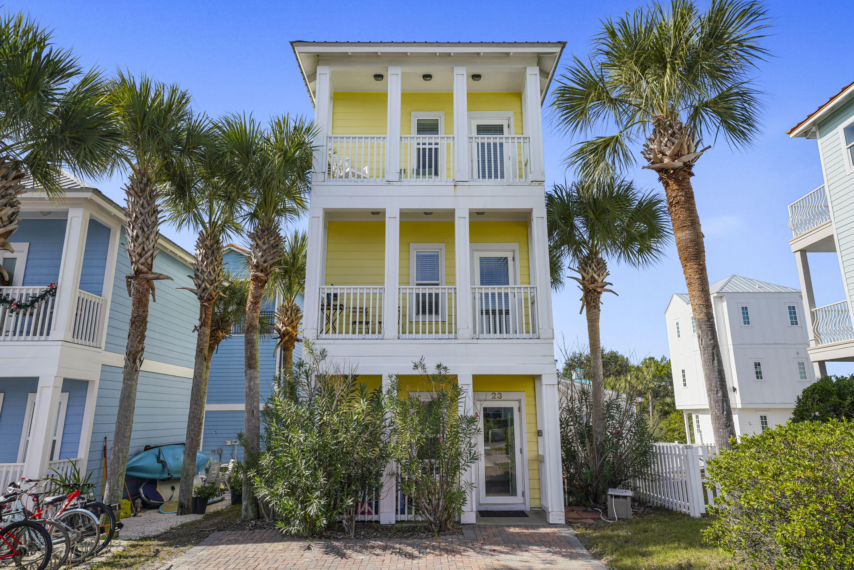 This 3-story light and bright Florida cottage is within close proximity to the beach and is located on a quaint cul-de-sac. Located in the beautiful Village of Blue Mountain Beach, two bedroom, two full bath home is perfect for a primary residence, second home, or a vacation rental. The main living area is located on the second floor. Enjoy your morning cup of coffee on one of your two balconies as you listen to the sound of the waves and feel the salt air. The Village of Blue Mountain Beach has a cabana pool, shuffleboard courts, fitness center, community sidewalks and more. Spend the day shopping, biking, or enjoying the local eateries. Blue Mountain Beach is centrally located near Gulf Place, Grayton Beach, Watercolor and Seaside.