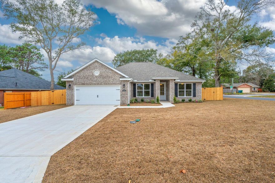 BUILDER OFFERING UP TO $12k in Buyer CC/rate buy-down.....PLUS Builder will include matching Side-by-side or French Door Refrigerator (of Builder's choice) with accepted offer before 1/31.Welcome home to this Brand New Home located in Fort Walton Beach, Florida.This beautiful home is located on a corner lot with a spacious fenced in back yard.As you enter this home you will be greeted with 11 ft ceilings in the living room.  In the kitchen your family will enjoy the breakfast bar and dining area for entertaining.  Beautiful granite countertops.  This kitchen has gorgeous white shaker style cabinets with soft close drawers. Take a look at this spacious master bedroom with tray ceilings.  Large walk-in closet located in the master bedroom.  Beautiful master bath with walk-in shower an garden tub.  Don't miss out on this fabulous home.  Buyer to verify all areas of importance.                                                                                             