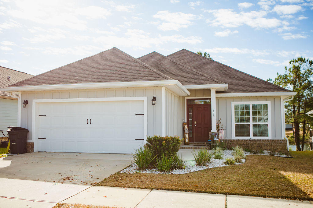 This beautiful home located in the highly sought after LaGrange Landing community! This craftsman style home offers the open concept Hudson floor plan, 3 bedrooms and 2 baths with a huge deck overlooking the community pond -- perfect for entertaining! The kitchen features granite countertops as well as stainless steel appliances and has plenty of space for storage and meal prepping! LaGrange Landing is a waterfront community which offers a community pool, plenty of fishing, a community path that leads to Lafayette Creek (which feeds into Choctawhatchee Bay) where paddle boarding and kayaking are enjoyed. This neighborhood is close to schools, shopping, restaurants and just a 20 minute drive to Eglin AFB and the sugar white sandy beaches of the Emerald Coast!