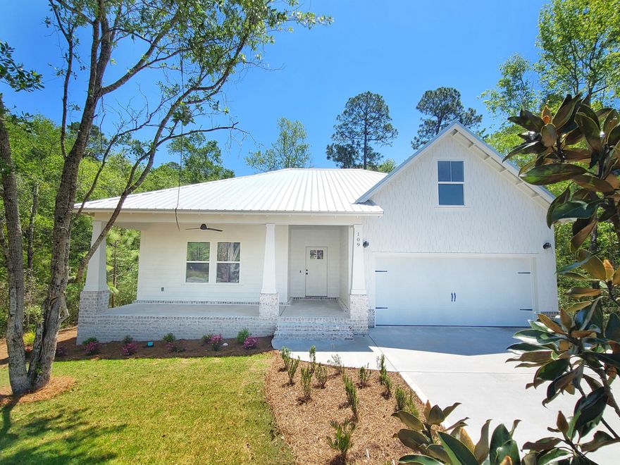 Newly built home in 2021, with 3 bedrooms, 2 baths, plus bonus room and garage on a quarter acre lot across the street from the amenities in gated community of Bear Creek. Enjoy the sounds from the small creek behind the property from the back covered porch or extended deck. The home features 9ft ceilings, with tray ceiling in living room. Master bedroom opens onto the back porch, is complete with spacious walk in closet and master bath with custom tile large shower and double vanity. Bonus room above garage offers a place to work from home or a second den for the kids. Neighborhood pool, tennis & pickle ball courts, basketball court, playground and fitness center.