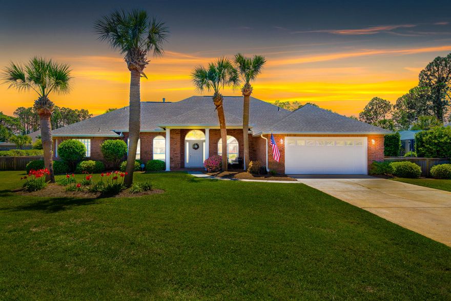 Under contract with contingency; accepting back-up offers. Where's the best place to vacation in Destin? Right in your own backyard! Welcome to 74 Aarons Reef. This well-maintained home is located on a quiet cul-de-sac in the desirable gated golf course community of Emerald Bay. Spacious one story brick home with split bedroom floor plan and high ceilings. Plenty of windows throughout welcoming in the natural light. Open floor plan with 3 full bathrooms and 3 roomy bedrooms; all big enough for a king size bed.  Living areas include a formal dining room, large office, spacious breakfast nook, and an updated kitchen with breakfast bar, stainless steel appliances, granite countertops, and custom cabinets. Step outside and the vacation begins.