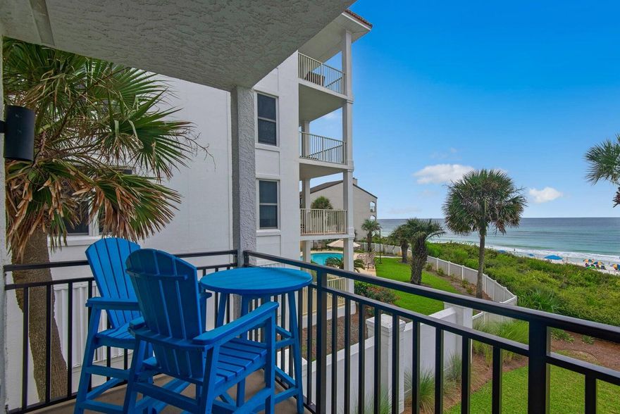 Comp purpose onlyAmazing 2nd Floor, End Unit Gulf front residence at Palms of Seagrove is ready for you to plug in and play! This furnished, 1 bedroom condominium home lives large with a spacious main bedroom as well as hallway bunks and 2 full bathrooms. Wake and enjoy fabulous views from your balcony overlooking the emerald waters and sandy beaches. The open living spaces are perfect for entertaining family and friends at the beach. Hard surface flooring throughout makes upkeep a breeze. The kitchen is well appointed with island, granite countertops, stainless appliances and ample cabinetry and storage. Enjoy a day at the beach and then retreat to your community pool for an afternoon swim. Walk to shops, dining, entertainment and the beach!
