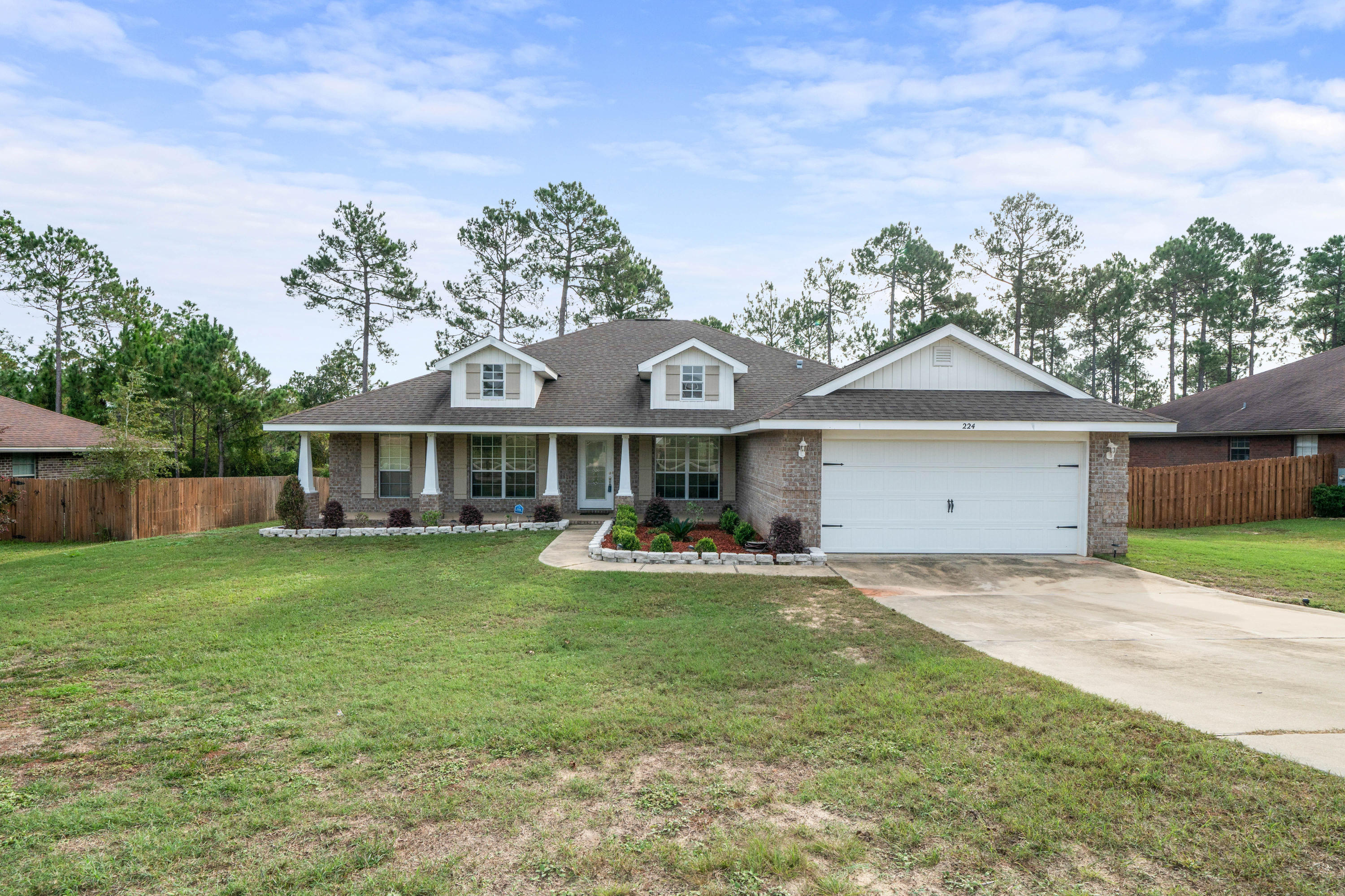 Located at Alicia Place in Crestview is this craftsman style house expanding nearly 2600 square feet with 4 large bedrooms and 2 full bathrooms. The semi-open concept floorplan has tall ceilings which adds to its already open space, ample cabinet space in the kitchen and this house also has a dedicated office space and a formal dining room. The back yard has a roomy wood deck for entertaining and relaxing. Please consider this house for your next home.