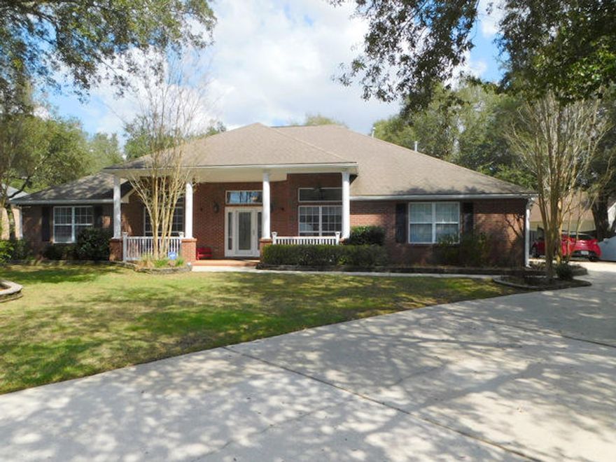 Stunning & Beautiful home that has been completely upgraded in the past few years.Located in a secluded culdesac with easy access to the bases, beaches and playing along the Emerald Coast. Once inside, you will find this custom built home has it all. New HVAC systen in 2014, Hardwood and tiled floors, wooden staircase to family room upstairs, newer high end, stainless steel Bosch appliances, Crown molding throughout, new paint and new light fixtures, recessed lighting, upgraded fixtures, toilets, front doors,Sunroom, tiled backspalsh, gas fireplace, security system, huge walk-in closets,transom windows, 5 Bdrms 3 full baths and so much more. Outside is a playground.There is a new Brick workshop with concrete floor & full power, a swimming pool and Hot tub, a gazebo and an outdoor kitchen