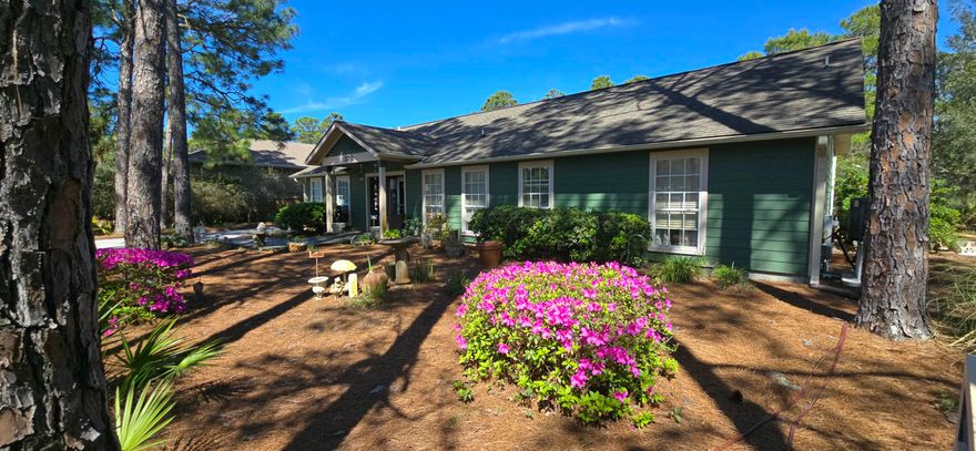 Live at the beach and at the end of the day retreat to your quiet residential setting that backs up to the state protected forest; where the deer, birds and squirrels play. This lot has a 80' deep, 100' wide open backyard with an out building, fully insulated w/ac and heat - perfect for an art studio, workout room or transform to a suite.Home has 11' vaulted ceilings that add to your comfort  - located south of 98, 30' above sea level and less than a mile to the gulf.  With this listing being one of the original platted lots and neighborhoods in the area, lay your roots in Santa Rosa Ridge today!  $15K paint allowance!