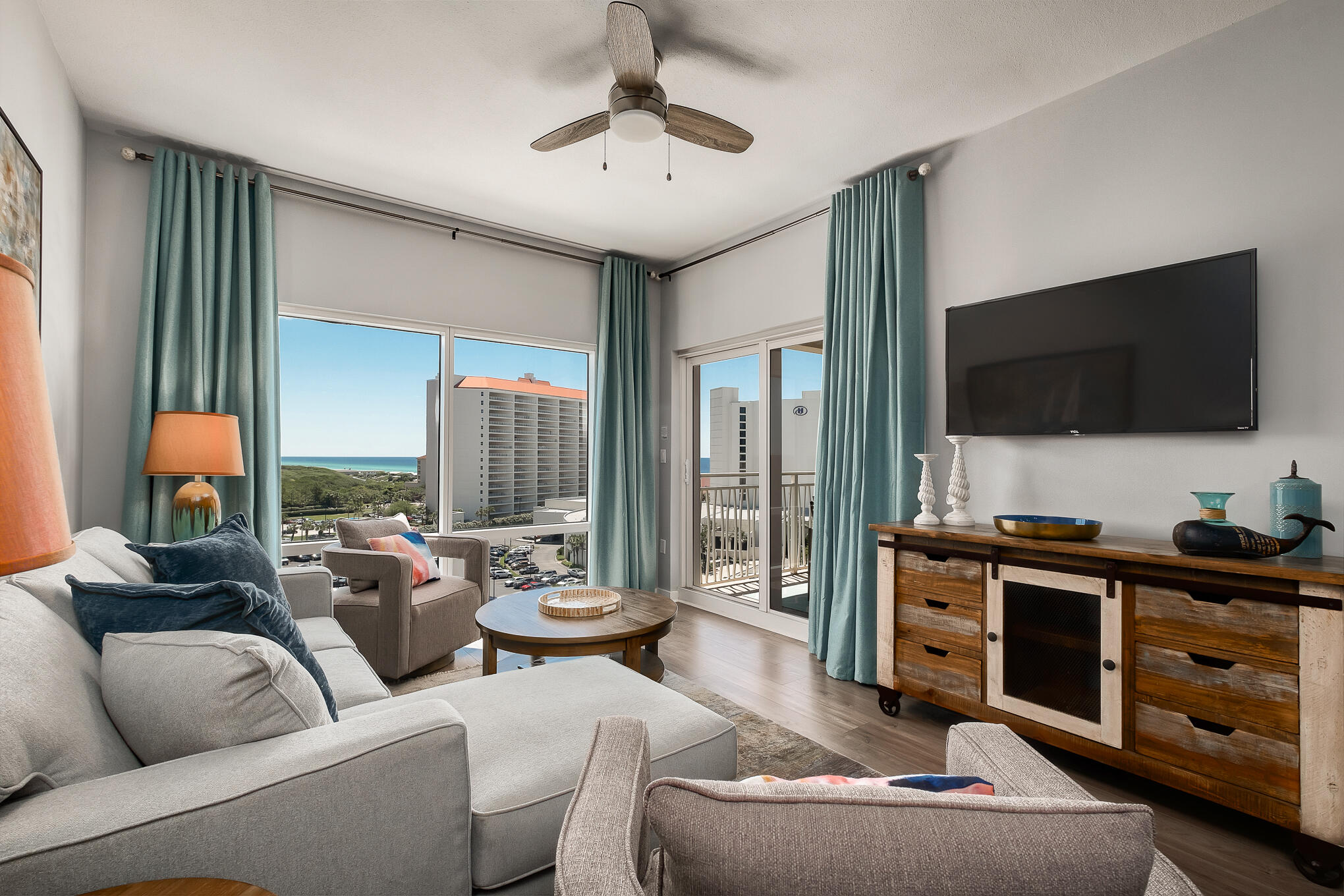 Beautifully remodeled East facing unit at Luau II with breathtaking views of the Gulf of Mexico. This unit exudes coastal charm and is being offered fully furnished. Enjoy the modern features such as the Carrera marble counter tops, the private balcony, and the luxury decor. The Luau building has so much to offer such as a lagoon style pool with waterfall, kiddie pool, hot tub, tiki bar, and private beach access. Being part of the Sandestin community offers so many amenities such as shuttles to Baytowne, access to the marina, dining, shopping, pools, tennis, pickleball, nature trails, fitness center, and so much more.
