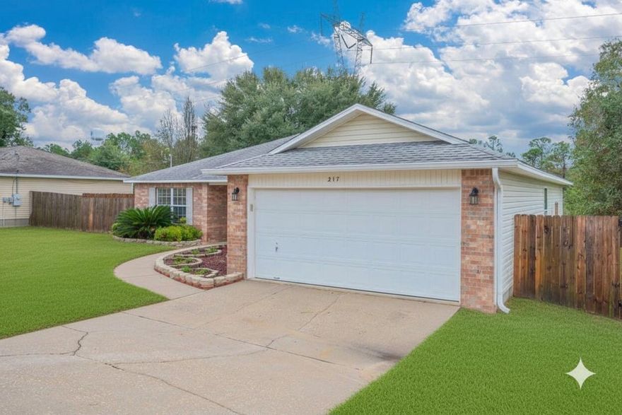 Looking for a South Crestview home in a quiet, established neighborhood? This well-maintained 4-bedroom property offers a comfortable split floor plan, a spacious living room with vaulted ceilings, and hardwood tile flooring throughout the main areas. a large composite sink, center island with storage, and plenty of cabinetry--perfect for anyone who loves to cook.The primary suite includes double vanities, a walk-in closet, linen storage, and a separate toilet room, while the three additional bedrooms offer ample space for family or guests. An interior laundry room with cabinets adds for everyday convenience.Step outside to an amazing composite deck overlooking a peaceful wooded area.With a 2021 Roof.