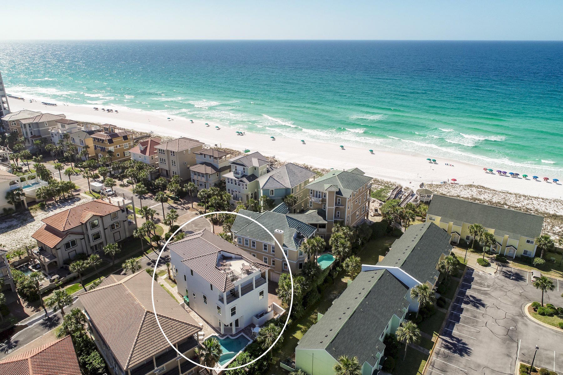 Exemplary coastal contemporary design perfectly situated two tiers off the beach to capture gulf views & masterfully configured providing unparalleled amenities including a Watermark-built private resort style pool area & adjoining spa as well as a covered outdoor summer kitchen. Exceptional income opportunity abounds with $237,000 in gross projected annual rental income. This home was designed to maximize functionality and finely appointed with chic contemporary finishes while affording optimal comfort & living space.