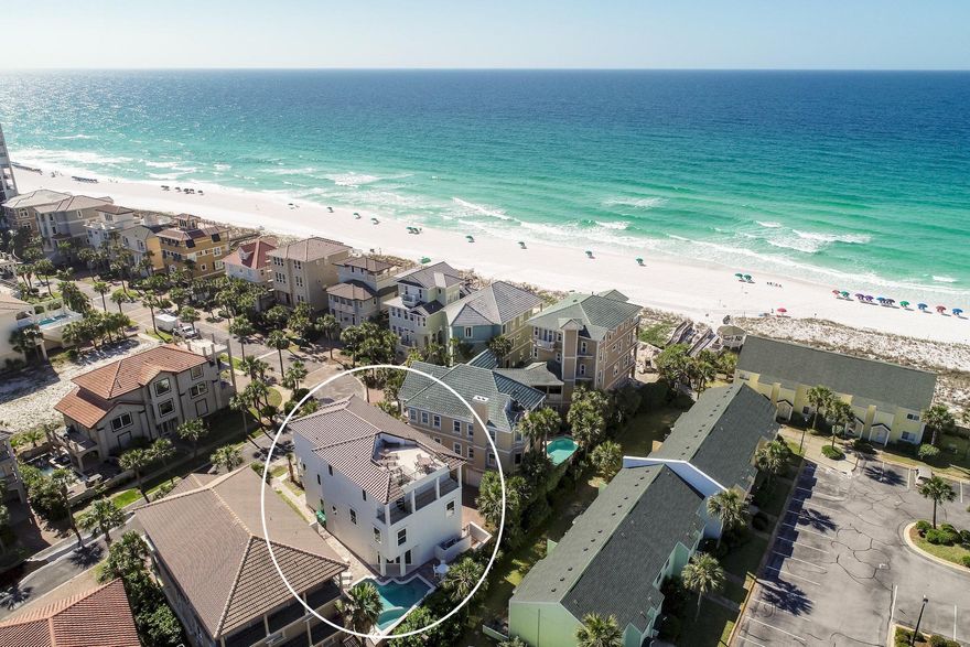 Exemplary coastal contemporary design perfectly situated two tiers off the beach to capture gulf views & masterfully configured providing unparalleled amenities including a Watermark-built private resort style pool area & adjoining spa as well as a covered outdoor summer kitchen. Exceptional income opportunity abounds with $237,000 in gross projected annual rental income. This home was designed to maximize functionality and finely appointed with chic contemporary finishes while affording optimal comfort & living space.
