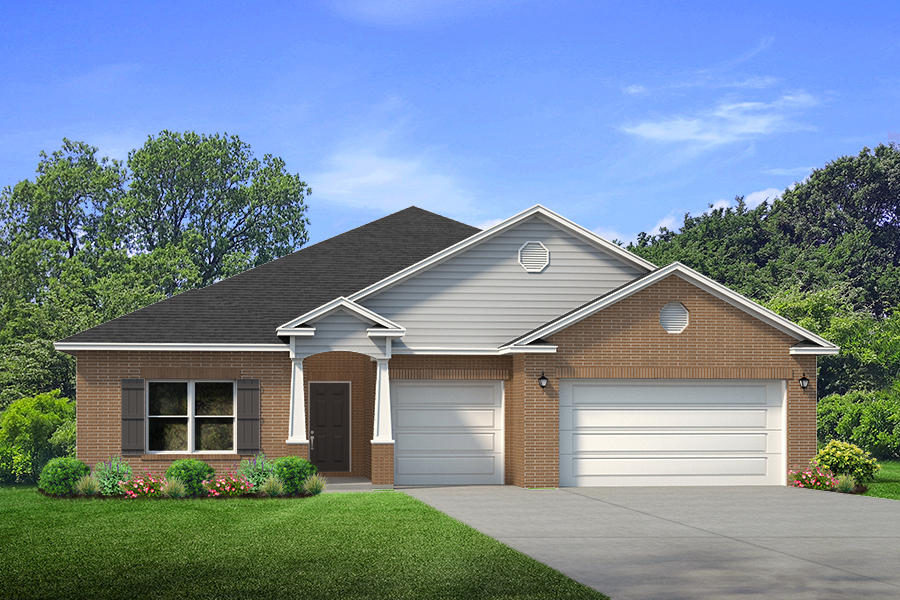 Our newest plan the Camden with a 3 car front entry garage. 4 bedrooms, 3.5 baths with mother in law suite or second master bedroom with living room. Gorgeous kitchen with large island, granite counter tops, corner pantry, stainless steel appliances, breakfast room and open to the Great Room. Formal dining room with trey ceiling. Master suite with garden tub, separate shower, dual vanity sinks and large walk in closet. 4th bedroom has it's own bathroom and living room for a second master suite or would work great for guests. 18 x 10 covered back porch. Photos will be of a similar Camden home. Keep in mind some of the features are not always available in our community.