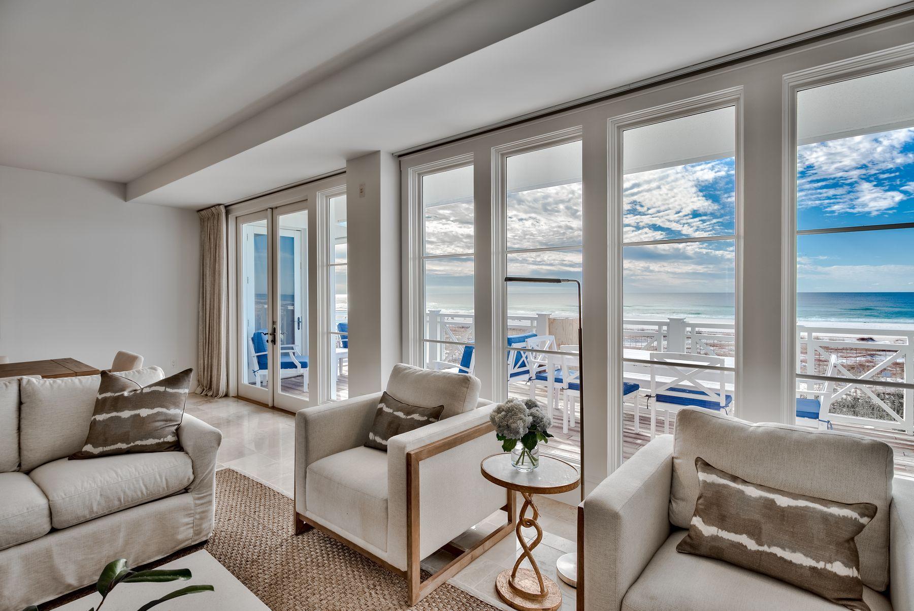 With updated decor and new furnishings right down to tasteful handpicked artwork, this Gulf front unit has it all. Serene dune and sea views from the living room, kitchen and bedrooms make this an ideal vacation rental, second home or even a primary residence. From the spacious sitting and dining area, views of the sparkling Gulf waters are framed in a series of floor-to-ceiling windows. Built-in display shelves and a useful office area provide an unpretentious tone to the well-planned space, and just wait until you see the gourmet kitchen. New quartz countertops beautifully contrast with the tile flooring, pristine white cabinets and recessed lighting to create a bright space that makes cooking a delight.