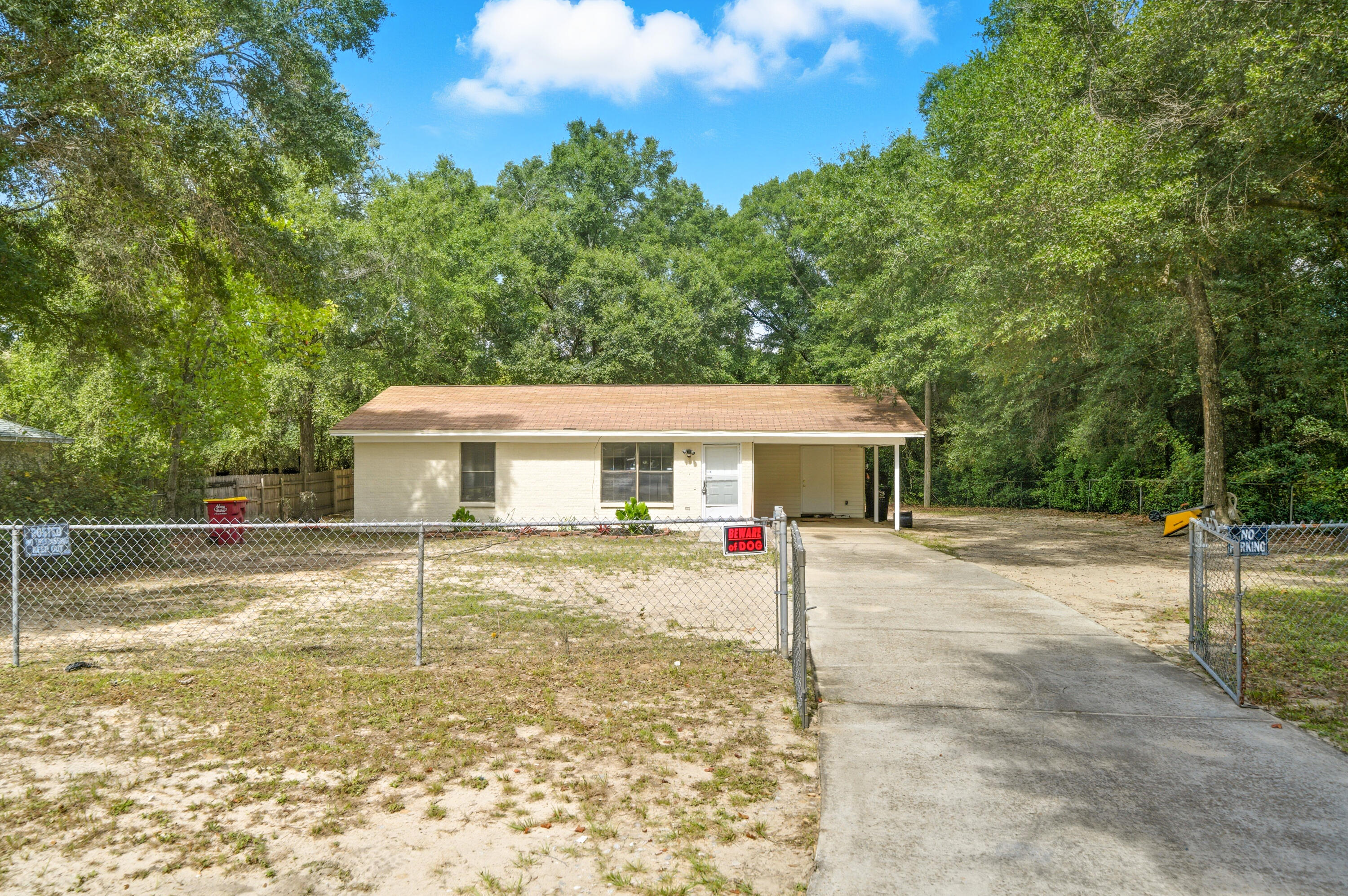 Charming all-brick 2-bedroom, 1-bathroom home on a spacious 0.32-acre lot in the heart of Crestview. This 825 sq ft home has been thoughtfully updated inside and out, offering a move-in-ready opportunity.Step inside to find fresh paint throughout, all new flooring, and a bright kitchen featuring granite countertops with freshly painted cabinets. The exterior has also been freshly painted, enhancing the curb appeal and giving the home a crisp, modern look.The large backyard provides plenty of space for outdoor living, gardening, or future expansion. With its updates, solid construction, and generous lot, this home is a great option for first-time buyers, downsizers, or investors. 'All information deemed reliable but not guaranteed. Buyer to verify all dimensions and information.