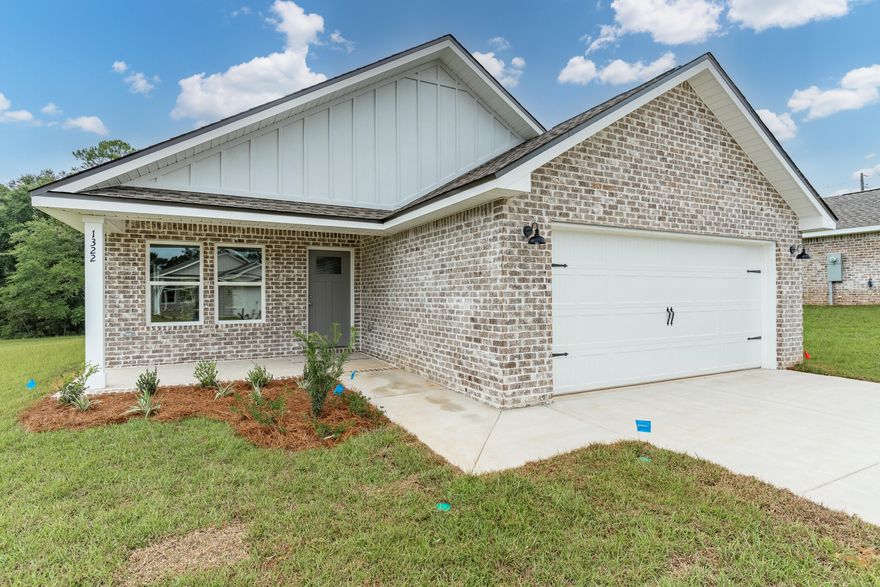 $15,000 TOWARDS CLOSING COSTS/PREPAIDS/RATE BUYDOWN - Ready Now - No HOA - Fully landscaped yard w/sprinkler system.  Welcome home to this beautiful new all brick home featuring front and rear covered porches.  Standard features include raised ceilings in main areas, luxury vinyl plank flooring, ceiling fans in all bedrooms/family room, recessed lighting, quartz countertops.  Open family/dining/kitchen features work island with bar seating, pantry + cozy dining area.  Split bedrooms w/owner's bath featuring double vanities, walk-in closet & shower only.  Finished garage with pull down- stairs for storage.  Photos of similar completed home, front elevation/interior/exterior colors will vary.