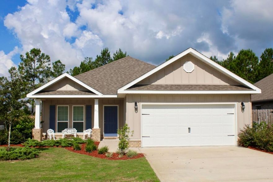 The home features 4 bedrooms and 2 baths with an office. covered front and back porches and a two car garage. Upgrades include granite counter tops, wood/tile flooring in living room, kitchen, entry, and dining area. Stainless steel appliances. Home is in like new condition. Move in ready. Hammock Bay is a planned master community with top shelf amenities including pool, club house, tennis courts, basketball courts and more.