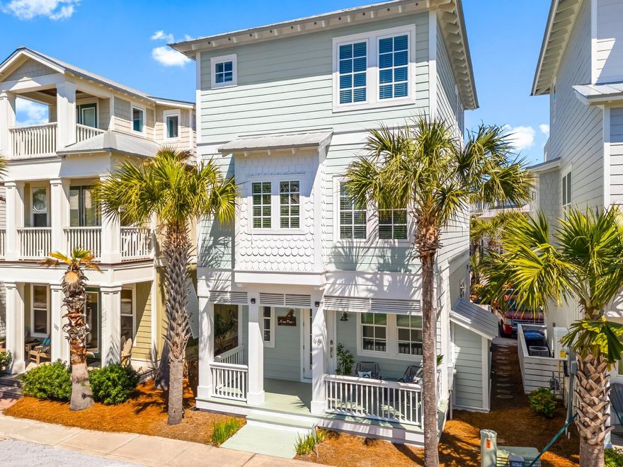 Looking for a great Beach House in Seacrest Beach 98 E Blue Crab Loop is it. New Family Room furniture and decor just complete. With 5 Bedroom and 3 and a Half Baths this home lives large. Downstairs is where you will stay when not in the Resort Style Pool or at the deeded beach access with Family and Friends. Chef kitchen with gas stove, stainless appliances, big eat at bar with Quartz countertops. All wood floors throughout the home for easy clean up.Upstairs you have 2 Master bedrooms and stack washer and dryer (Second Floor). Third floor has 2 bunkrooms and a queen guest bedroom. TV'S in every room .1 full size bath and an outside deck. Walk to Rosemary Beach or Village square and Alys Beach. This Home comes fully furnished and rental ready. Built in 2015  Metal Roof, Hardie Board siding. Hot water Heater downstairs replaced Nov.2024.First Floor was painted in 2024 and all wood that needed replacing and decks painted in Nov 2024