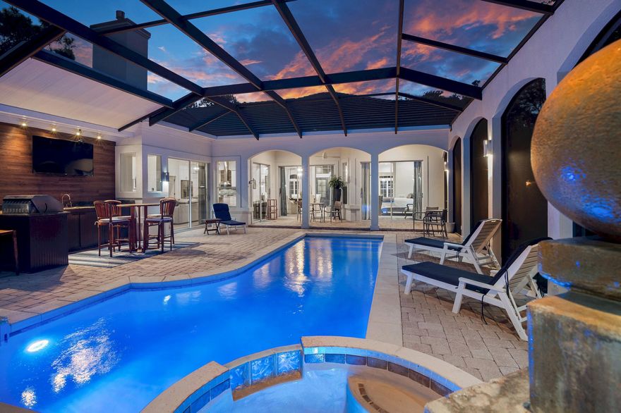 This turnkey, completely renovated and fully furnished home on the Sandestin Resort and just steps to the Raven Golf Club is ready for it's next owner! Located in a quiet and non short-term rental community on the resort, it offers 3 bedrooms (plus a bonus room currently being used as a 4th bedroom), 3 baths, open floor plan, and a NEW ROOF INSTALLED IN 2022. The large lanai with outdoor kitchen and heated saltwater pool/spa are perfect for year-around outdoor entertaining. The homes features are numerous and include quartz counters, updated lighting fixtures, crown molding,  luxury vinyl plank flooring, gas fireplace and stove, new pool pump and electronics, new garage door and epoxy flooring, new landscaping and back fence, and much more! The interior and exterior were repainted a few short years ago as well. The Raven Golf Club is literally just steps away and offers unique and visually stunning 6,900-yard par 71 that is masterfully carved through the marshes and pine trees of Sandestin Golf and Beach Resort. Sandestin offers multiple award winning golf courses throughout, shopping and dining at Baytowne Wharf, a full service marina, and beach access on the South side of the resort. The Grand Boulevard Shopping Center is just a short golf cart ride away which also offers lots of great dining and shopping, as well as a movie theater. Come take a look for yourself! Buyer is to please verify all information.