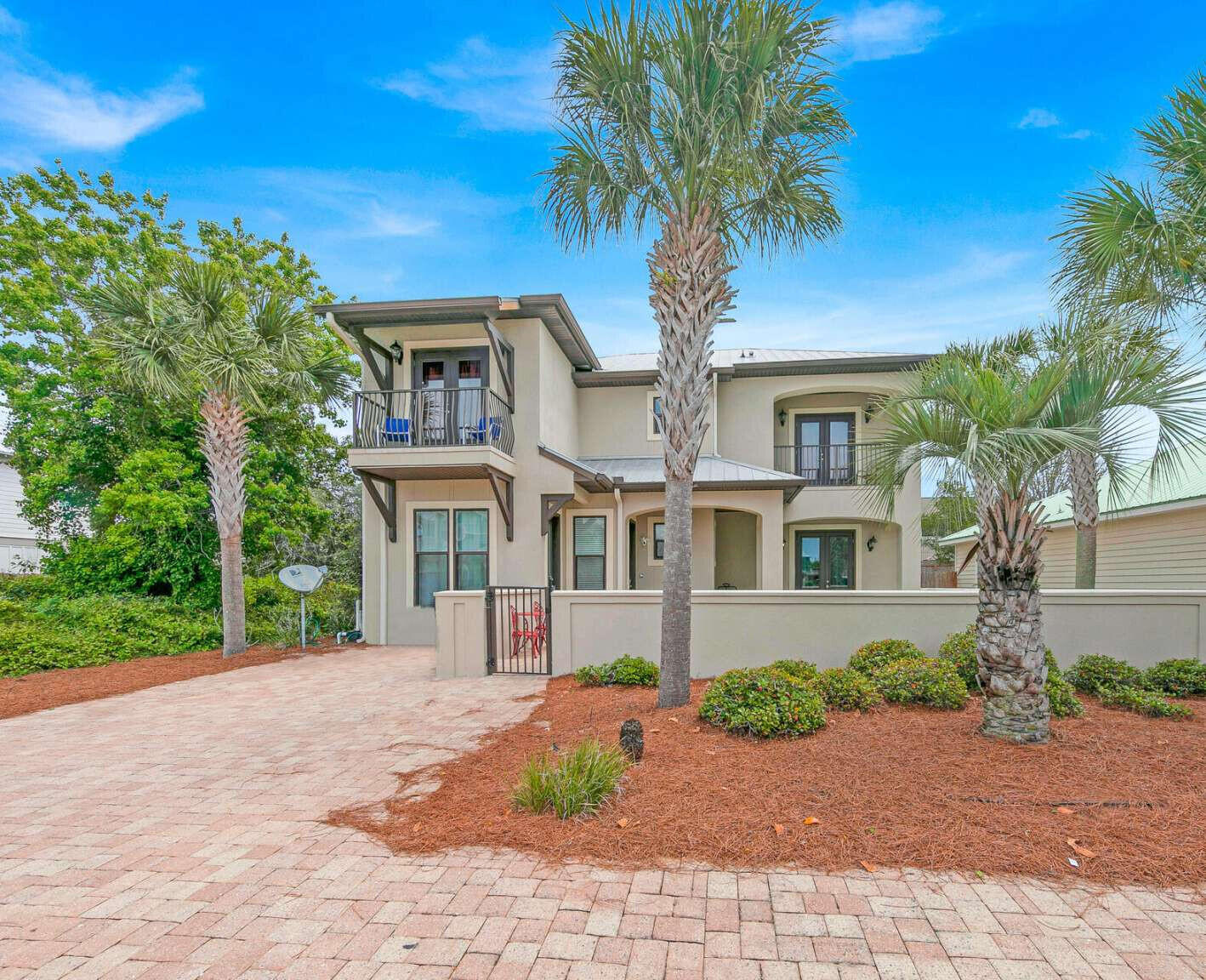 228 Miami Street- Charming two-story coastal retreat nestled in highly desirable Frangista Beach neighborhood of in Miramar Beach. This stunning 5-bedroom, 5-bath home has a spacious open floor plan with lots of natural light on the first floor making it perfect for entertaining, vacation guests, or even full-time living. A bedroom and a shared bathroom with tiled shower completes this level. The upstairs showcases beautiful hardwood floors, 4 bedrooms -each with private en suite bath- and laundry room. The two front bedrooms have private balconies overlooking the pool and courtyard. Walk to the private DEEDED BEACH ACCESS and enjoy the world famous sugar white sand & emerald green waters of the Gulf. No HOA Fee. Sold fully furnished. Concession credit for Buyer.