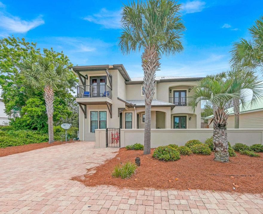 228 Miami Street- Charming two-story coastal retreat nestled in highly desirable Frangista Beach neighborhood of in Miramar Beach. This stunning 5-bedroom, 5-bath home has a spacious open floor plan with lots of natural light on the first floor making it perfect for entertaining, vacation guests, or even full-time living. A bedroom and a shared bathroom with tiled shower completes this level. The upstairs showcases beautiful hardwood floors, 4 bedrooms -each with private en suite bath- and laundry room. The two front bedrooms have private balconies overlooking the pool and courtyard. Walk to the private DEEDED BEACH ACCESS and enjoy the world famous sugar white sand & emerald green waters of the Gulf. No HOA Fee. Sold fully furnished. Concession credit for Buyer.