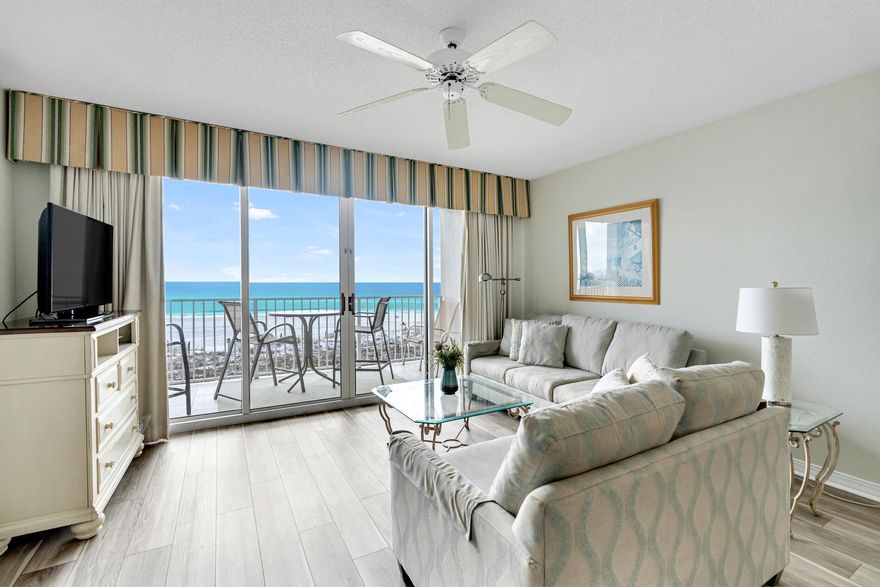 GULF FRONT CONDO WITH STUNNING VIEWS and ASSIGNED PARKING. $11,000 revenue already booked for Spring! This 2 bed/ 2 ba condo is a must see including some awesome upgrades such as new LVP flooring and washer/ dryer in 2024 all other appliances 2 years old and 4 years ago all cabinet doors in kitchen and bathroom were replaced with solid wood doors. Island Princess is a popular gulf-front complex located on Okaloosa Island close to restaurants, entertainment, & shopping. Amenities include a gulf-front pool, almost 500 feet of beach, fitness facility, BBQ grills, community room, & covered parking. Condo is sold FULLY FURNISHED. Don't wait too long! The complex just finished a huge renovation and is beautifully maintained! Milestone and SIRS study has been completed and passed.