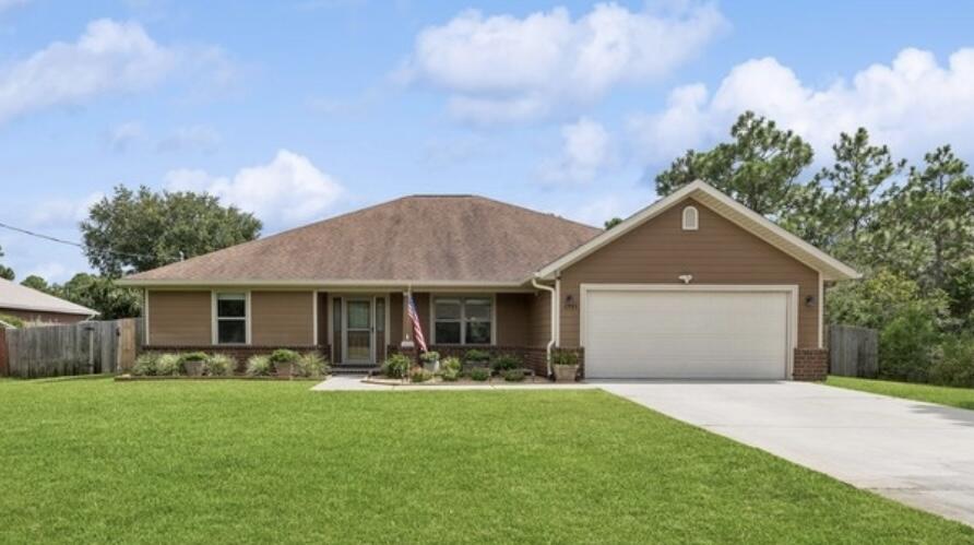 Open concept, split bedroom plan with covered back patio overlooks fully-fenced backyard. Wood-look Ceramic tile, tall ceilings w/crown, & fresh paint throughout. The kitchen has granite counter tops, a NEW Kitchenaid stainless appliance suite, pantry, plenty of cabinet space, plus a breakfast bar and breakfast nook. Plus a flex space, perfect for an office, playroom, or formal dining room! Two bedrooms share a full bathroom while another bedroom with full bath are separate,..what a great Mother-in-law suite!?! The Primary Suite has a huge bathroom with garden tub, sep. shower, dual vanities, dual closets, and private entrance to patio. This home is fully equipped with Kevlar Hurricane Shutters, Sprinkler System on Well, and a Termite Bond. Community Pool, Gym,& Deeded Sound Water Access.