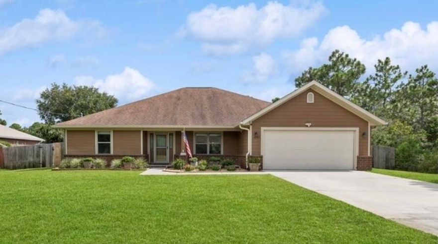 Open concept, split bedroom plan with covered back patio overlooks fully-fenced backyard. Wood-look Ceramic tile, tall ceilings w/crown, & fresh paint throughout. The kitchen has granite counter tops, a NEW Kitchenaid stainless appliance suite, pantry, plenty of cabinet space, plus a breakfast bar and breakfast nook. Plus a flex space, perfect for an office, playroom, or formal dining room! Two bedrooms share a full bathroom while another bedroom with full bath are separate,..what a great Mother-in-law suite!?! The Primary Suite has a huge bathroom with garden tub, sep. shower, dual vanities, dual closets, and private entrance to patio. This home is fully equipped with Kevlar Hurricane Shutters, Sprinkler System on Well, and a Termite Bond. Community Pool, Gym,& Deeded Sound Water Access.