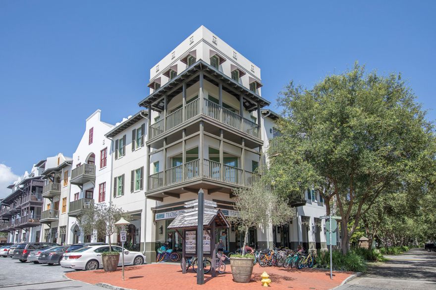 This corner loft is a rare find in Rosemary Beach. The large corner balcony is the perfect place to relax and take in the views of the Eastern Long Green Park. Two large bedrooms plus room to add built in bunk beds in hallway if you desire. Interior finishes have all been refreshed including all new wood finish floors throughout. Comes beautifully decorated with all new coastal themed furnishings and accessories. Turnkey ready for your immediate enjoyment. Don't let this rear opportunity pass you by. Information is deemed to be reliable, but is not guaranteed.