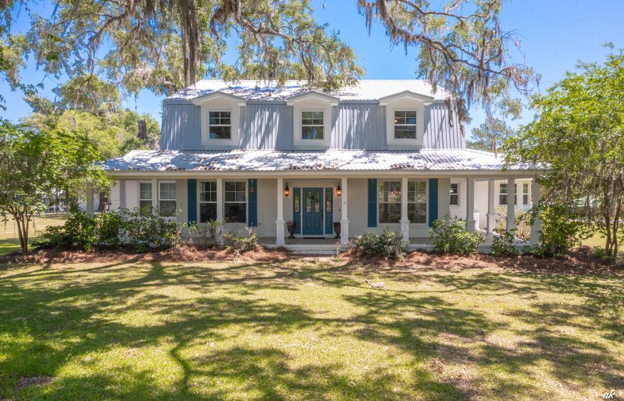 Welcome to Ancient Oaks Farm! This is a 140 acre farm with over 400' of frontage on the beautiful spring fed Holmes Creek. There is a 4420 sq ft home on the property. It has been completely renovated with a new chef's kitchen, the ultimate master bath, etc. within the last 5 years. Kitchen features large island with seating area, granite and quartz countertops, farm sink, Thermador gas range and dishwasher. Two eating areas plus formal dining room. Travertine floors. Wood floors throughout rest of first floor and staircase. Great room features a floor to ceiling stone 2 story wood burning fireplace. There are 4-5 bedrooms, office, formal dining room, and additional bonus living spaces such as nursery, library and more. The master suite bath has a lovely clawfoot tub,  more