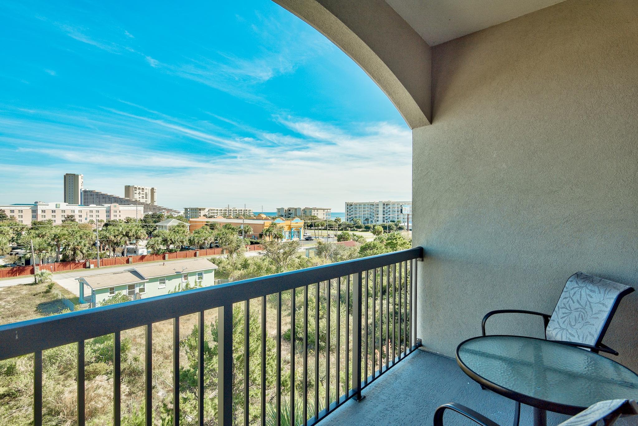REDUCED PRICE - OWNER READY TO SELL!THE BEST OF THE BEST IN ALERIO! This three bedroom, two bath condo is on the top floor with gulf views! Sold fully-furnished in chic coastal style. Some of the features include: wood floors throughout except for the baths which have tile, 10 foot ceilings, granite counter tops in the kitchen & baths, stainless steel appliances, a stackable washer & dryer, & a balcony opening off of the living room. The master suite has a beautiful luxury bath. An on-site office adds to the Alerio's value & security as a vacation rental. The gated complex has two deeded beach accesses, a heated pool, a hot tub, splash pool for the kids, outdoor grilling, & is within walking distance of a grocery store, drug store, restaurants, & even the outlet mall.