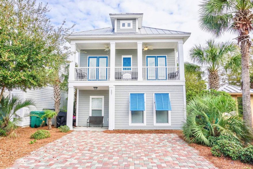 The Best of the Best! This particular Floor Plan is the Best Seller in the Community. This home is the closest to the beach! 4 Bedrooms and 3.5 Baths with 2 Master suites and 2 living areas. Outstanding Investment opportunity with excellent rental history. All furnishings convey (minor exception). VIllages of Crystal beach is very unique gated Community nestled up in the heart of Crystal Beach just 1-2 blocks from shopping, dining, and entertainment. The Massive Zero Entry Pool is something you'll not see anywhere in the Destin area. Watch your young ones splash and play in the shallow or you can do laps around the pool. The Center Waterfall is a tropical Island and Surround sound Music plays all day. X Flood Zone means Flood insurance is not required. That's a huge savings!