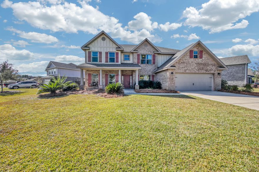 This home features 6 spacious bedrooms, 3.5 baths, natural gas fireplace in the huge family room with vaulted ceiling, tons of natural light throughout, electric stove/oven but natural gas hookup available, granite counter tops in kitchen and baths. 1st floor Master, 5 additional BRs plus spacious bonus room upstairs. Large back yard backs up to pond.