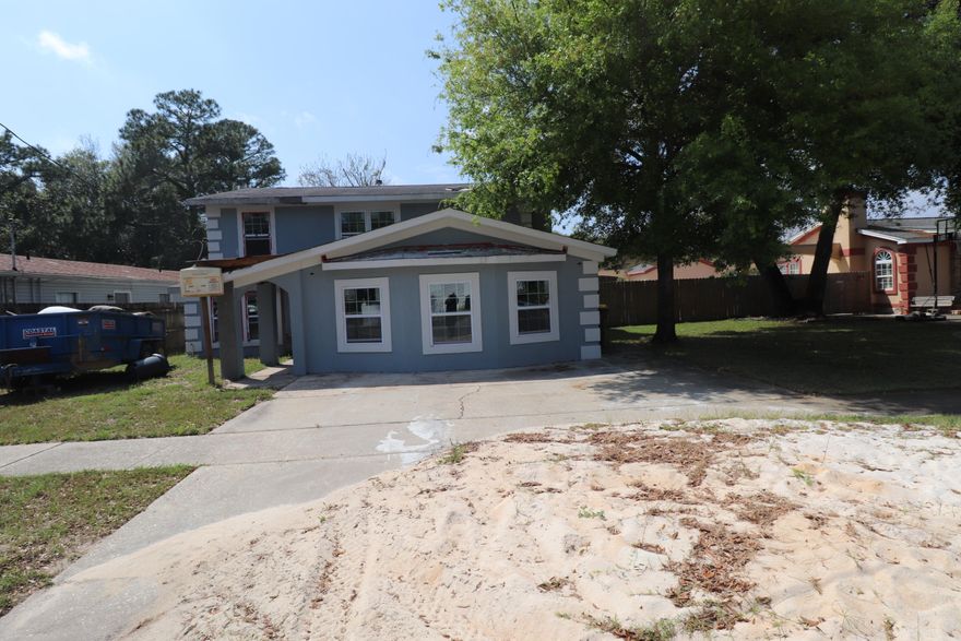 Great Potential! Single-family home in Fort Walton Beach. This home has the potential to be a great family home. ALL New Stucco and windows on the outside, leaves the inside with plenty of room for new owner to redesign floor plan. The inside of this property is totally unfinished (Bare Studs), but with the help of a contractor it can be arranged perfectly for the right individual or investor.
