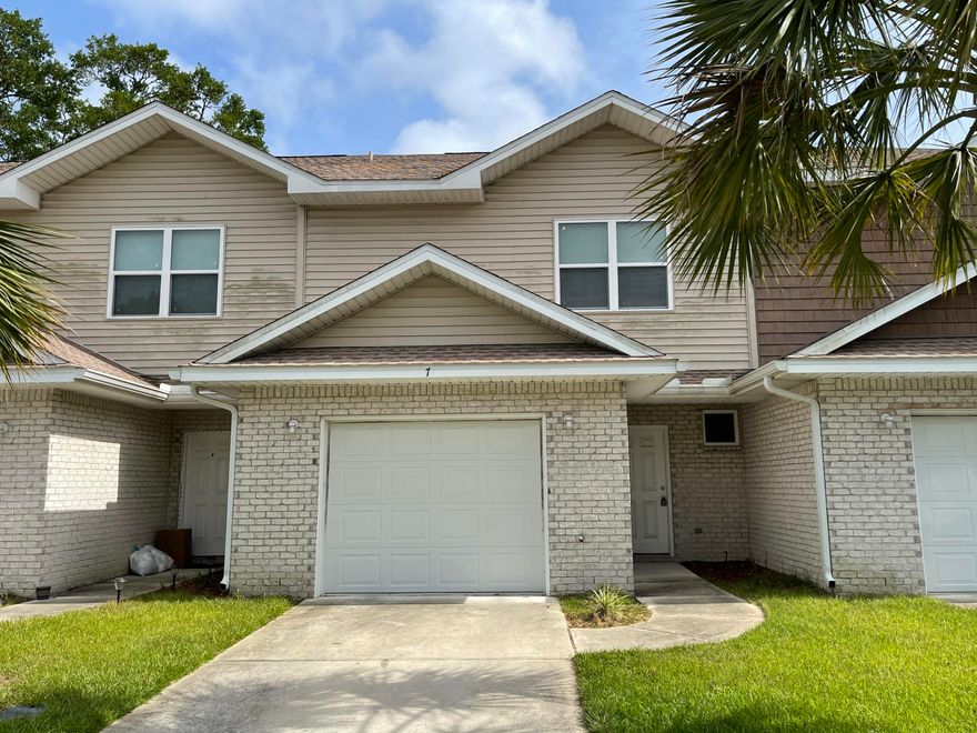 You may have just found what you were looking for! Recently completed in 2017, this attractive upscale Townhome is close to the water, shopping, bases, and everything Fort Walton Beach. Just 16 units occupy the street of Bayou Walk Villas West. These attractive Townhomes offer brick exterior, oversized single car garages, and HOA provides lawn maintenance for front and sides of the units, sprinkler system along with watering and trash. Inside find resilient vinyl plank flooring throughout the home with exception of bedrooms. There you will find carpet. All bedrooms, along with laundry area are upstairs. These rooms and hallways are surprising large and accommodating. Master Bedroom has 2 closets while both baths have marble topped double vanities. Great room down stairs is impressive with