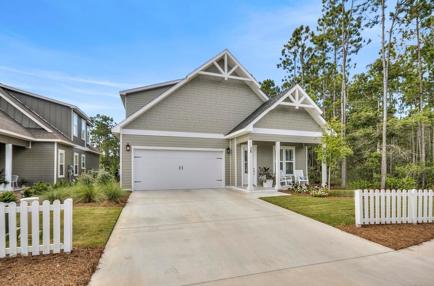 This 5 bedroom, 3.5 bath Summerside plan with 2 car garage is sure to please and presents ample upgrades throughout. The home is tucked against community owned land providing unparalleled privacy and serenity. The first floor master suite opens to the screened porch, the oversized master bath offers dual vanities, garden tub, walk-in shower and walk-in closet. The second floor offers 3 guest bedrooms, 2 full baths and a media area. The large kitchen features stainless steel appliances, granite countertops, island, breakfast bar, and custom soft-close cabinetry. The open floor plan features 10' ceilings with crown molding, and the living room with fireplace opens to the screened porch with TV and deck area with additional seating. Please Click on more for additional information