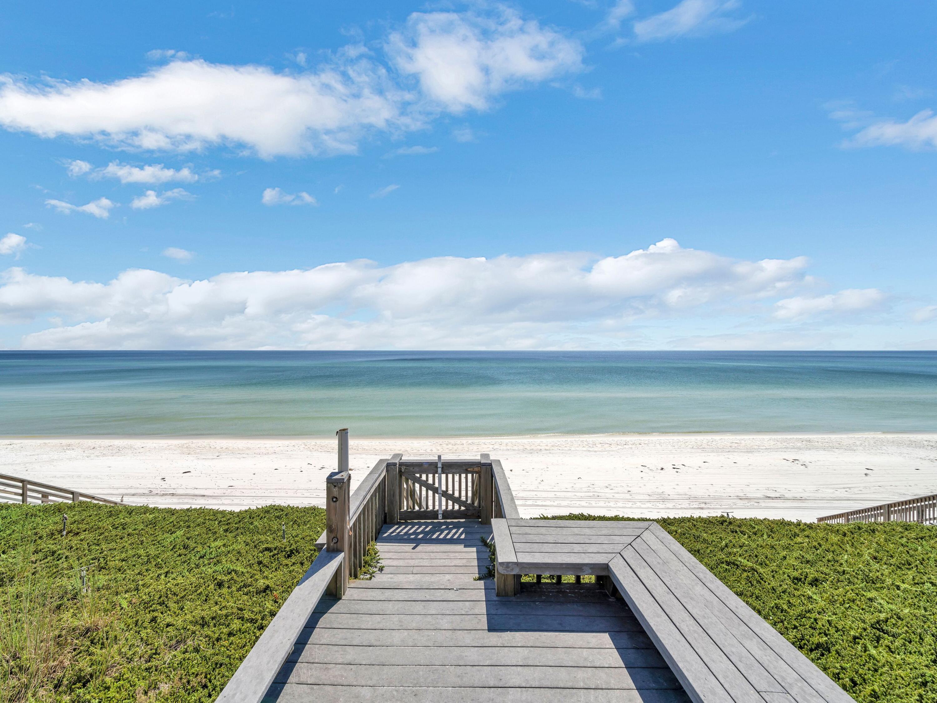 This long-standing beach house is in an unbeatable location within an exclusive private beach community at the east end of 30A. It's perfect for beach lovers with its own private beach walkover. Look forward to morning strolls on the quiet beach with just pelicans and dolphins for company. This traditional beach house has high ceilings, three beds, three baths and a two-car garage. However, its true value is in the prime beachfront location of the lot. Sitting high on the bluff, it delivers outstanding views across the emerald Gulf of Mexico as far as the eye can see. Ideal as a primary or vacation home, this property is in a strictly non-rental gated community. It enjoys an exclusive environment for those who value their own privacy and security.