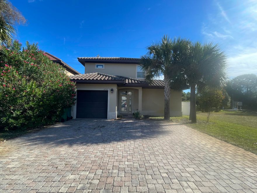 Super cute 3 bedroom, 3.5 bath home in a gated community (with community pool) in the heart of Destin. On the first floor of this lovely rental is a spacious living room with with recessed lighting and double doors leading out to an open patio and the spacious back yard (not fully fenced); cherry cabinets, granite counter tops, and stainless appliances (including a flat cooktop stove) are featured in the kitchen, which also boasts a breakfast bar and pantry. Also on this level are a half guest bath and the primary suite, which has tray ceilings, its own double doors leading outside, and an en suite with a double vanity. Upstairs are a small loft area and two nicely sized guest bedrooms, each with its very own full bath.