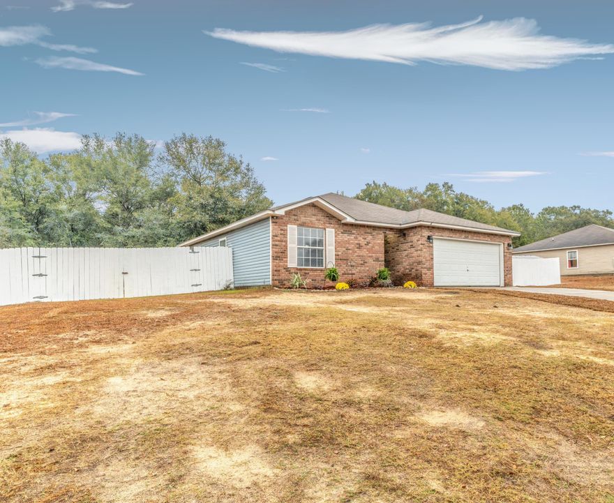 Cozy 4 bedroom home in Crestview! Home was recently painted, new flooring, carpets, fixtures, and sodded along with a fully fenced yard! Convenient location 30 minutes to Eglin! The home features a split floor plan, large walk in closet, kitchen pantry, 2 car garage, and privacy in backyard overlooking woods! Come check it out today!