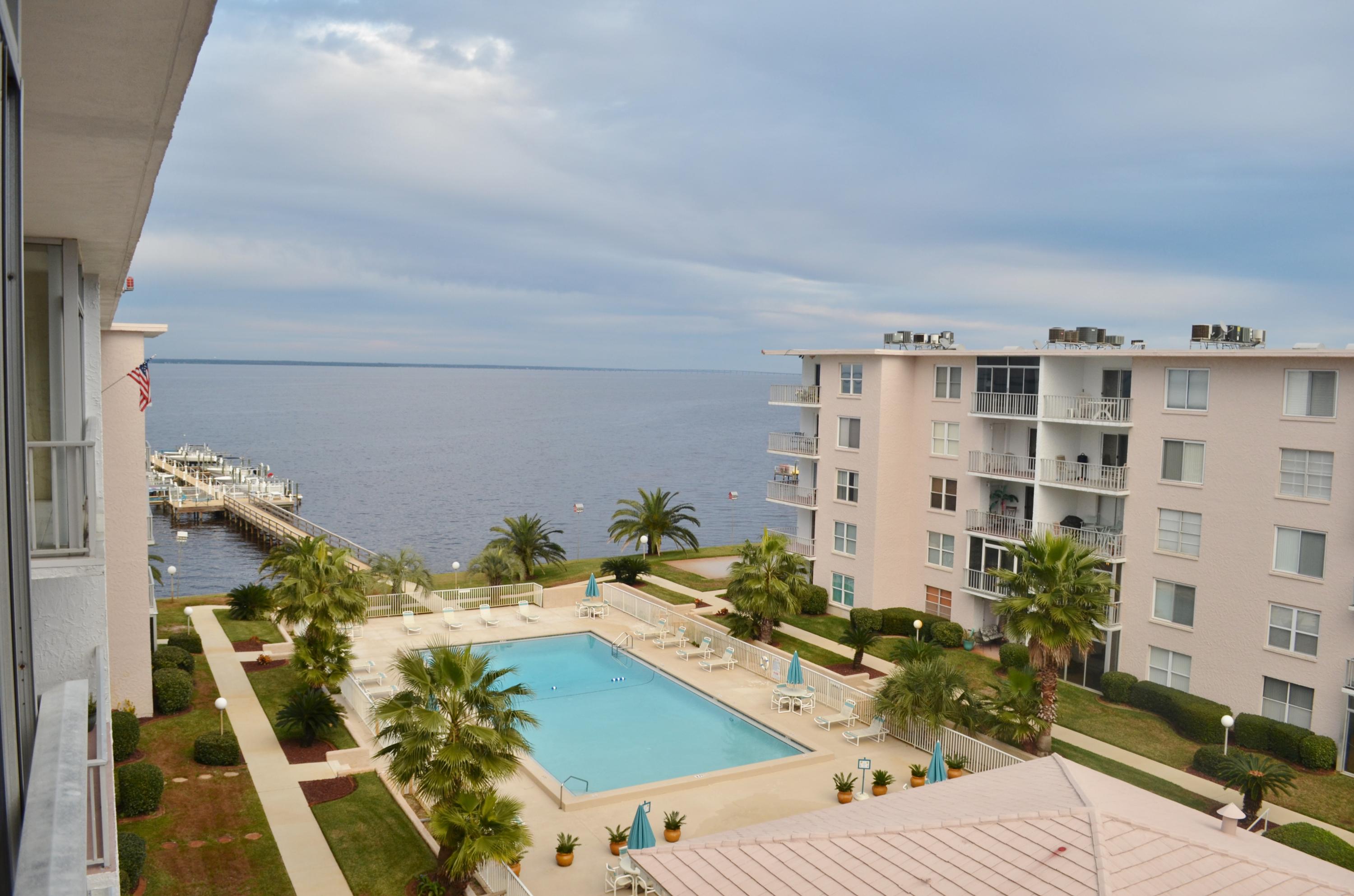 Century Park West, top floor unit. This unit has excellent bay views. Two bedrooms, 2 baths. No washer/dryer hookups in the unit, however, there is a washer/dryer located on each floor. No pets. Unit comes with a storage unit on the same floor. Onsite amenities include, heated pool, hot tub, shuffleboard and a dock. Century Park West is located in the Heart of Destin. Close to shopping, entertainment and our white sandy beaches.