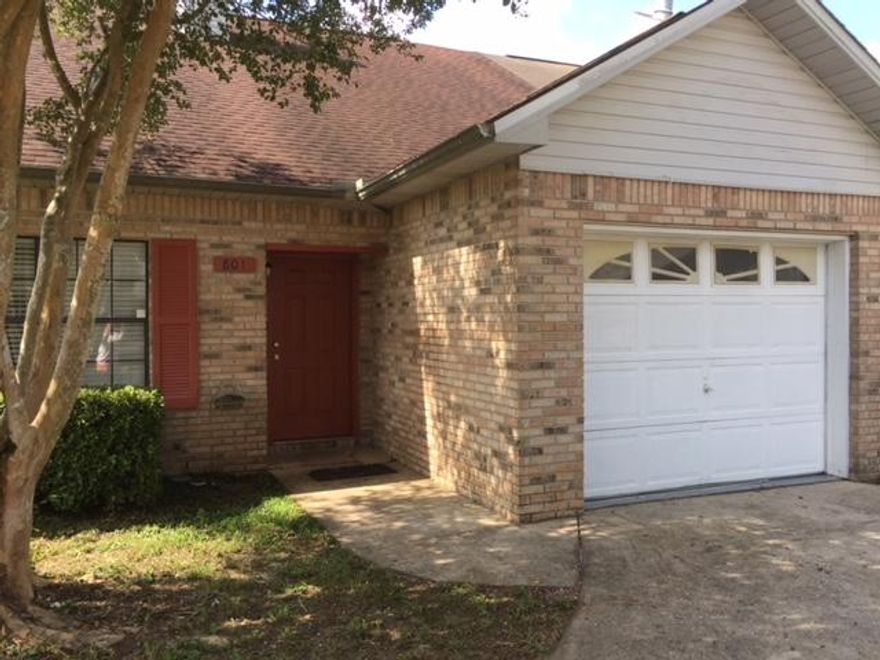 EXCELLENT SHAPE, NICE AND CLEAN. ALL BRICK TOWN HOME ON CORNER LOT, NICE SIZE LIVING ROOM WITH FIREPLACE, DINING ROOM, KITCHEN & DOWNSTAIRS BATHROOM TILED, ALL STANLESS STEEL APPLIANCES IN KITCHEN. PLUS NEW WASHER AND DRYER IN LAUNDRY AREA, NEW CEILING FANS INSTALLED IN DINING ARE AND MASTER BEDROOM. THE PATIO/DECK IS OFF THE DINING ROOM TO THE BACK OF THE TOWNHOME. UPSTAIRS 2 BEDROOM SPLIT BY BATHROOM IN MIDDLE, UPDATED VANITY UNIT, MIRROR AND LIGHT FIXTURE, ALL NEW BLINDS INSTALLED, VINYL STRIP FLOORING IN BEDROOMS. SECURITY DOOR ON THE BACK & STORM DOOR ON FRONT. ONE CAR GARAGE WITH AUTO GARGE DOOR OPENER. PAINTED, WALLS & FLOOR IN GARAGE, FOR AN EXTRA $25 A MONTH WILL INCLUDE YARD MAINTENCE.